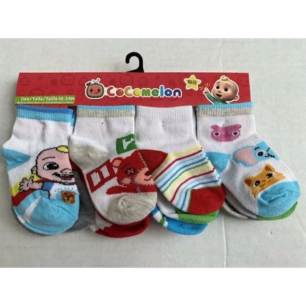 Cocomelon Toddlers Socks 10‎ Pk Fits Size 4-7 Unisex Moonbug JJ TomTom YoYo New